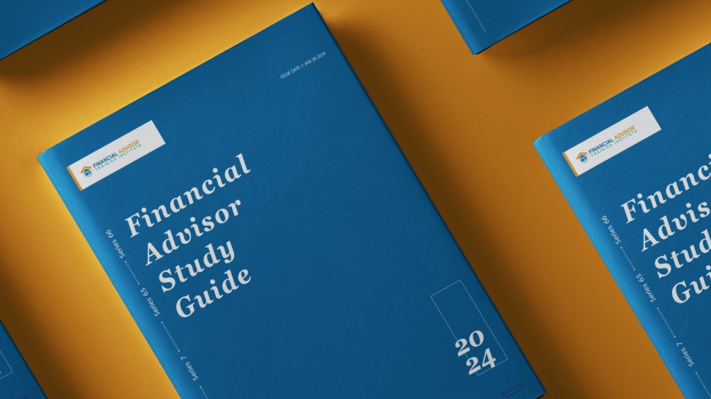 a financial advisor study guide written by the financial advisor training institute on an orange background